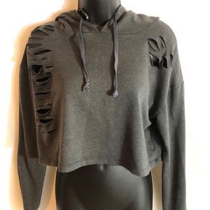 Grey distressed hoodie